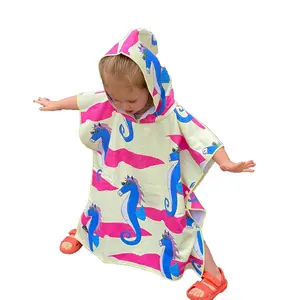 Fabbricazione di logo stampato personalizzato bambini nuoto spiaggia fasciatoio poncho con cappuccio surf robe