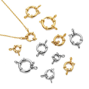 Hebilla redonda de acero inoxidable para la fabricación de collares, componentes de joyería chapados en oro y plata, conector de cierre de resorte 102 - Product Image 1