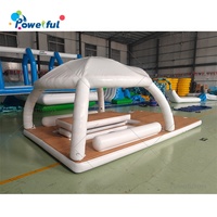 Plataforma Flotante Inflable para Tomar el Sol, Isla Flotante, Plataforma de Ocio para Fiestas, Muelle Flotante Inflable para Fiestas con Carpas