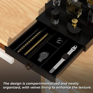 Organisateur de Cologne à 5 niveaux avec tiroir, présentoir et support de rangement en bois noir pour parfums, idée cadeau pour homme - Product Image 4
