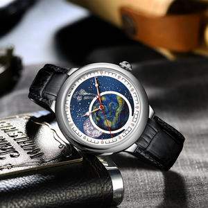 Montres pour hommes personnalisées K009 à prix de gros, montres mécaniques squelette en cuir de luxe avec phase lunaire - Product Image 6