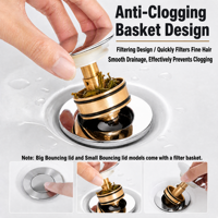 Tubo de Desagüe Flexible para Fregadero, Antirollos, con Tapón Pop-up y Filtro de Residuos, Kit de Desagüe para Fregadero de Cocina y Baño, Antiobstrucción, Fácil Instalación