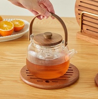 Ensemble de dessous-de-plat ronds en bois de Sapele naturel, creux, pour dissipation de la chaleur, anti-brûlure, avec support pour casseroles, bols et bouilloires