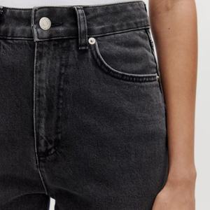 Vaqueros de mezclilla rasgados de cintura alta para mujer, estilo casual chic de verano, patrón liso, pantalones acampanados de corte regular, con botones vintage y bolsillos, transpirables, talla XL - Product Image 2