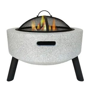 Outdoor Round Firepits MGO Garden Wood Burning BBQ Grill Patio Garden BBQ Grill Firepit Outdoor Portable Firepit with Grill