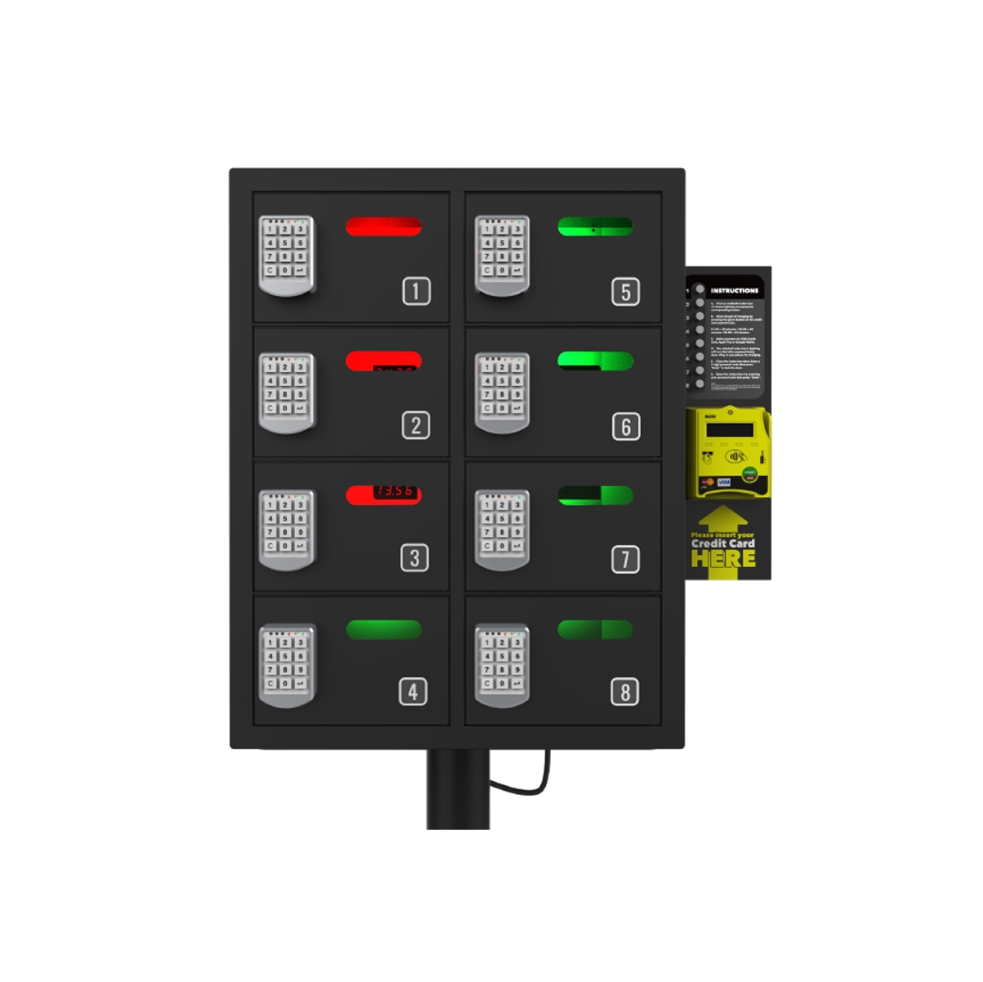 OREAD 8-Bay мобильный телефон зарядный шкафчик с приемником кредитной карты с беспроводными зарядными колодками и зарядными кабелями 3 в 1
