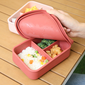Contenedor de Almacenamiento de Alimentos con 3 Compartimentos, Lonchera Escolar para Niños, Lonchera Bento de Silicona Aislada Libre de BPA - Product Image 2