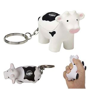 Customized Logo PU Foam Milk <b>Cow</b> Shaped Anti-Stress Ball Promotional Soft <b>Toy</b> Key Chains for Giveaway Gifts - Product Image 1