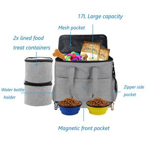 Con Chó Túi Du Lịch Vật Nuôi Đi Du Lịch Cắm Trại Thiết Lập Với 2 Thực Phẩm Lưu Trữ Container 2X Con Chó Con Ăn Đóng Mở Nước Bát Con Chó Phụ Kiện - Product Image 3