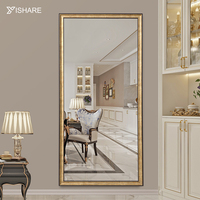 Miroir sur pied de luxe antique avec cadre doré, miroir de dressing vintage pleine longueur pour chambre à coucher, salon, décoration intérieure