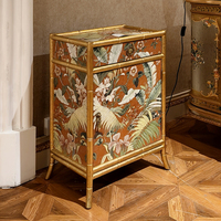 Table d'appoint vintage Yips LD-1405-1196 en bois massif, faite à la main, peinte à la main avec un motif floral, style européen, luxe, salle à manger, salon