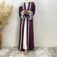 Abaya musulmane tendance pour femme, broderie florale, style kimono, pour le Ramadan et l'Aïd, vente en gros, référence 1405 #