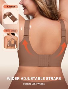 Sujetador sin costuras con tiras de gel de alta sujeción, de nailon y elastano, antideslizante, para senos grandes, uso diario para damas - Product Image 4