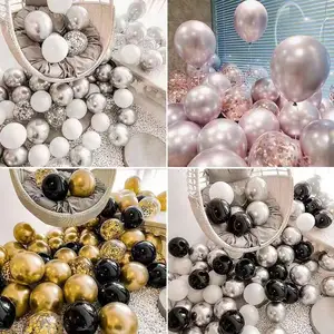 Conjunto de balões de confete em ouro rosa, metal cromado, prata, decoração de aniversário, casamento, ano novo, globos de hélio, para festas, aniversários e novidade