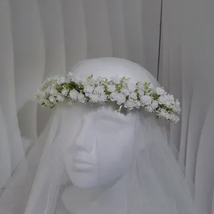 हस्तनिर्मित सफेद शिशु सांस मुकुट नाजुक दुल्हन मुकुट सूखे फूल लड़की मुकुट शादी की आपूर्ति बच्चों के जन्मदिन का हेडपीस