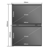 Bolinia Écran double empilable de 16 pouces 100% SRGB, moniteur portable pliable et rotatif, extension d'écran d'ordinateur portable avec Type-C