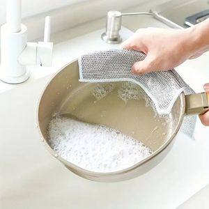 Trapos para lavar platos de alambre multiusos de microfibra, paño de fregado cuadrado húmedo/Seco antiarañazos para lavar platos - Product Image 3