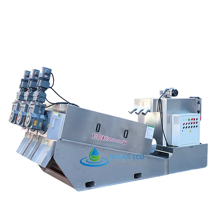 Disc-type screw press slurry dewatering machine - Helical screw press used for oily sludge treatment.