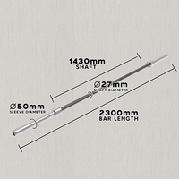 Barre de musculation MDBuddy 230 cm Texas, acier allié 27 mm, capacité de charge 681 kg, entraînement du corps entier