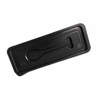 Boîte de conservation alimentaire en plastique jetable noire personnalisée avec cuillère, impression en relief