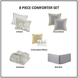 Juego de edredón de algodón con estampado floral reversible de 8 piezas DB Diseño dos en uno para un estilo versátil - Product Image 2