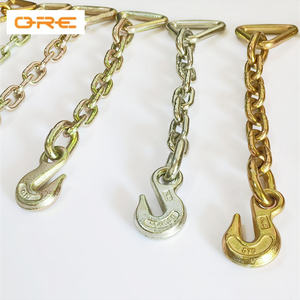 1/4" 5/16" 3/8" 1/2" 鍛造合金20Mn2A グレード70 高強度 ラッシングチェーン 2個のクレビスグラブフック付き - Product Image 5