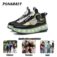 PONERAIT unisexe LED chaussures à roulettes 2 roues baskets rétractables roues décontractées Parkour patins à roulettes pour hommes chaussures de sport pour enfants