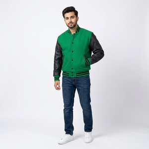 Custom Logo Made <b>Long</b> Sleeve <b>Men</b> Fleece Varsity <b>Jacket</b> For Sale 2026 Latest Design <b>Men</b> Fleece Varsity <b>Jacket</b> OEM Serviced - Product Image 1