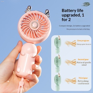 Mini ventilateur portable créatif d'été pliable en plastique, motif chat et cerf, rechargeable par USB, pour étudiants et activités extérieures - Product Image 4
