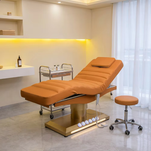 Cama de Masaje Eléctrica con Base de Metal Dorado y Tapicería de Cuero PU para Tratamientos de Belleza, Tatuajes y Centros de Spa - Product Image 5