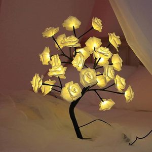 24Led nhân tạo Rose Tree Flower LED đèn bàn, Tabletop Flower Bonsai Tree ánh sáng ban đêm cho tiệc cưới Bảng trang trí nội thất màu vàng - Product Image 4