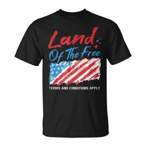 T-shirt Land Of The Free Flag Distressed, conditions générales applicables - Product Image 1