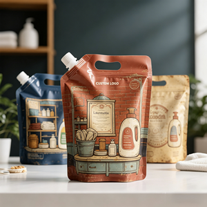 Sacs en plastique de qualité alimentaire personnalisés de 1L, 3L, 5L, 10L avec poignée et bec verseur, pochettes souples recyclables avec bec pulvérisateur pour liquides - Product Image 1