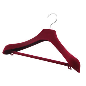 Cintre en velours rouge durable et élégant pour robe de mariée, cintre antidérapant avec barre transversale, couleur et logo personnalisés - Product Image 5