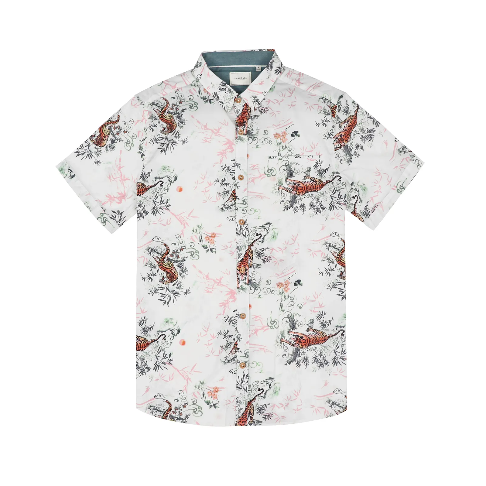 New Style Oem Summer Pattern Printing 100% Polyester Trendy Vintage White Beach Hawaiian Shirts For Men