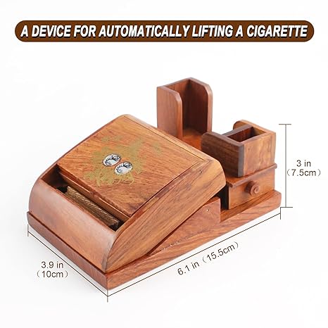 Vintage Wooden Cigarette Box Case - Custom-Made Design for