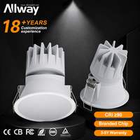 Allway 5W 10W 15W 20W Downlight LED COB Premium de Aluminio Ajustable IP54, Foco LED Empotrable en Techo Regulable