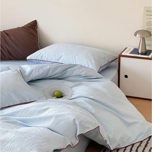 Juego de Sábanas de Cuatro Piezas de Algodón Teñido con Hilo Jacquard Clase A 60, Fundas de Almohada, Juego de Fundas de Edredón - Product Image 4