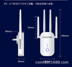 COMFAST CF-WR758AC Dual Band 1200M Home <span class=keywords><strong>WiFi</strong></span> ripetitore quattro antenne funzione Firewall segnale amplificatore da parete Router rinnovato - Product Image 6