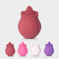 Vibrateur Rose pour Femmes, Stimulation du Clitoris et des Mamelons, Lèche-Langue Réaliste, Jouets Sexuels en Forme de Rose