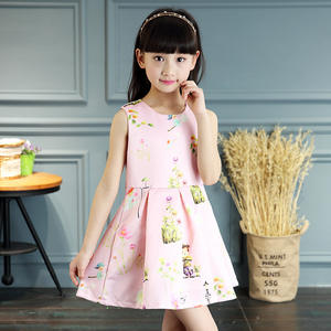 Vestido de Punto para Niña, Color Rosa, Vestidos Casuales para Niñas con Estampado Elegante - Product Image 1