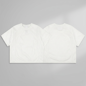 เสื้อยืดผู้ชายทรงโอเวอร์ไซส์ ผ้าถัก ระบายอากาศดี สีพื้น แขนสั้น คอกลม สไตล์ลำลอง สตรีทแวร์ - Product Image 2