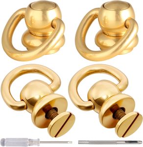 Notgia Pcs D Rings For Purse Brass Rivets For Leather Rotatable Purse Strap Hardware Ball Button <b>Studs</b> For Handbag D Rings Chica - Product Image 1