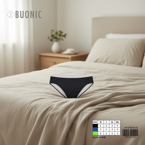 Intimo da donna Buonic, slip con finiture bianche e nere, taglie M L XL XXL, confezione da 12 pezzi - Product Image 2