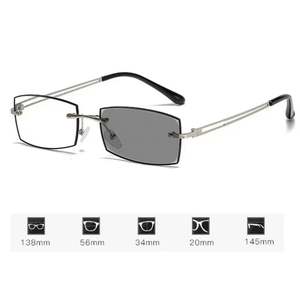 Gafas de Lectura de Aleación con Cambio de Color Vintage 2025 con Logotipo Personalizado, Gafas Fotocromáticas Cuadradas Anti Luz Azul para Hombre y Mujer - Product Image 6