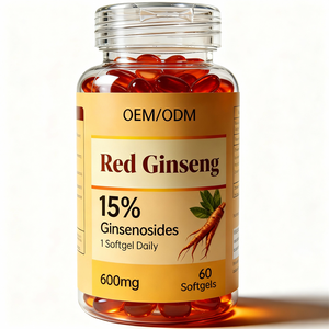 Cápsulas Veganas de <span class=keywords><strong>Ginseng</strong></span> Vermelho Coreano com 600mg de Ginsenosídeos, Certificadas GMP e HALAL, para Adultos - Product Image 1