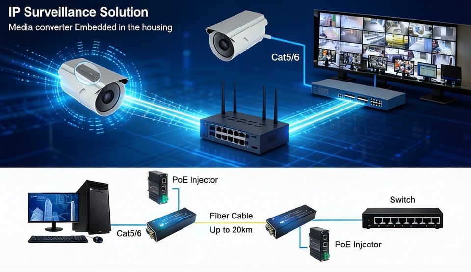 Mini 10/100/1000BASE-T to 100/1000BASE-X SFP Media Converter with PoE Powered Function for Industrial Network