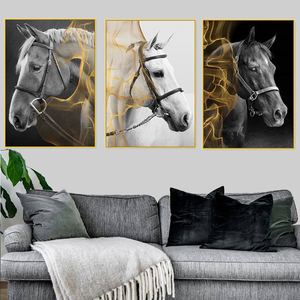 Wall Art Hanging Chinese Picture Canvas <strong>Horse</strong> <strong>Painting</strong> With Frame - Product Image 2