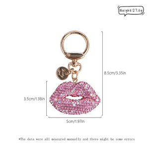 Wholesale Shiny Rhinestone Keychain Luxury Bling Zinc Alloy Lips Shape Bag Charm Keyrings <strong>Key</strong> <strong>Ring</strong> for Handbag Backpack <strong>Car</strong> <strong>Key</strong> - Product Image 2