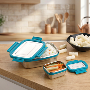 Rectangular Glass BPA Free Food Storage Container with Clip-on <b>Plastic</b> Lid Airtight Microwave Safe for Kitchen Fridge Travel Use - Product Image 4